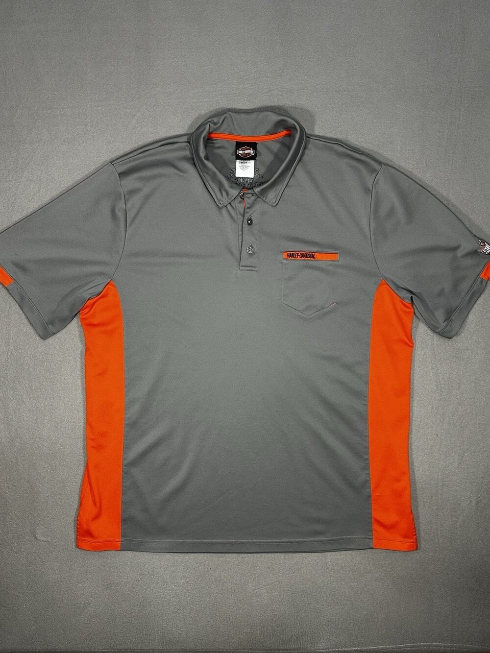 Harley-Davidson Gray Orange Performance Polo Shirt 2XL Shenandoah Dealer